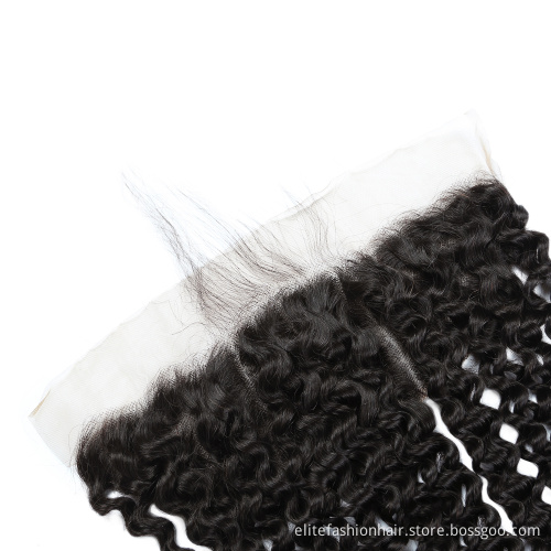 Unprocessed 100% Brazilian Virgin Human Hair 13x4" Ear to Ear Lace Frontal Closure Natural black Curly 13x4 Frontal Closure
